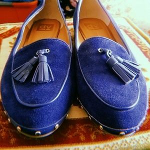 Blue Suede Tassel Loafers